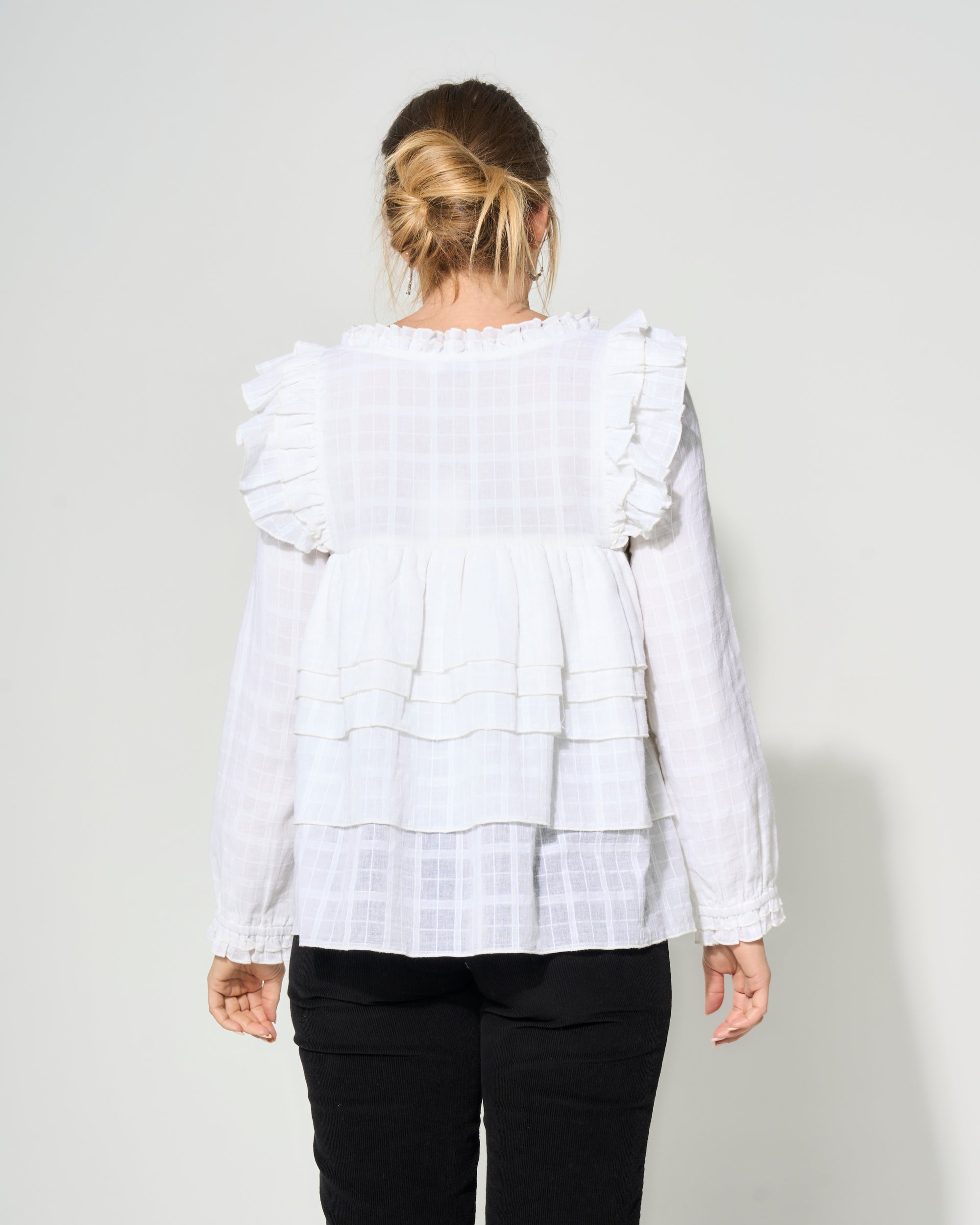ALIZEE Cream Tiered Blouse