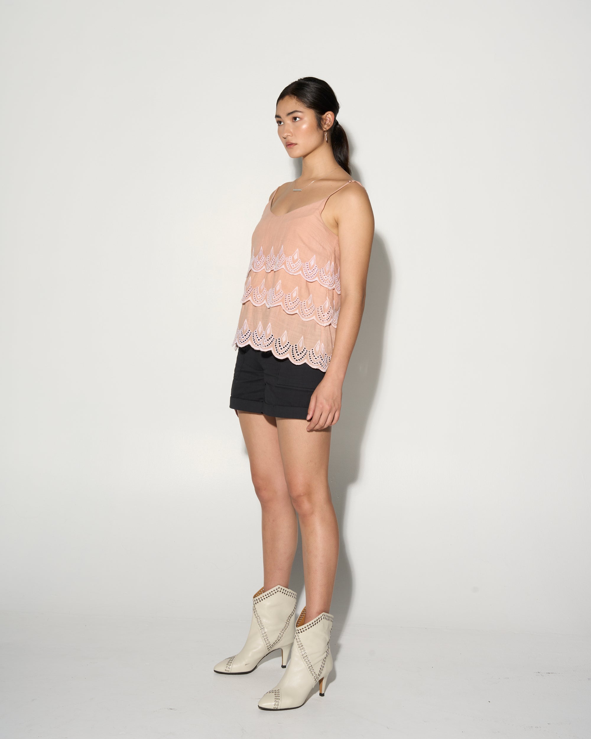 ADELINE tiered top with embroidery
