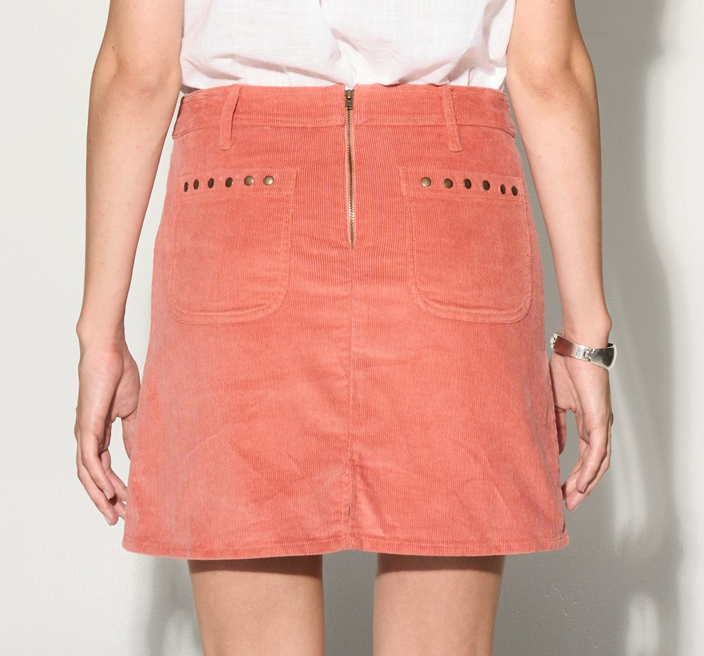 ARMANDE  cord  a-line mini skirt - coral